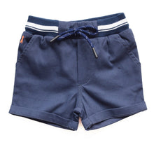 Load image into Gallery viewer, Black And Navy Striped Rib Waist Shorts
