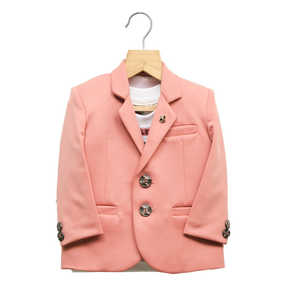 Peach Blazer With White T-Shirt