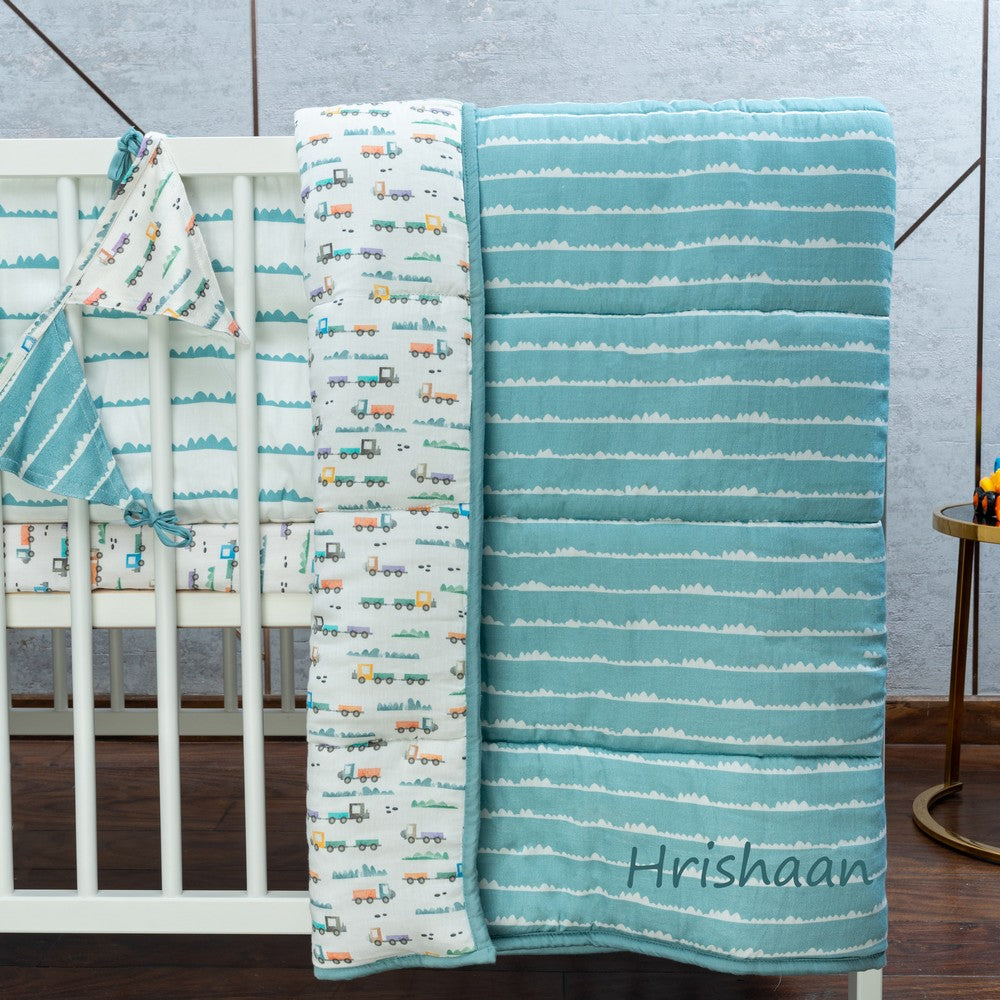 Blue Traffic Jam Organic Quilt