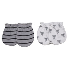 Load image into Gallery viewer, White Elephant And Grey Striped Printed Mittens
