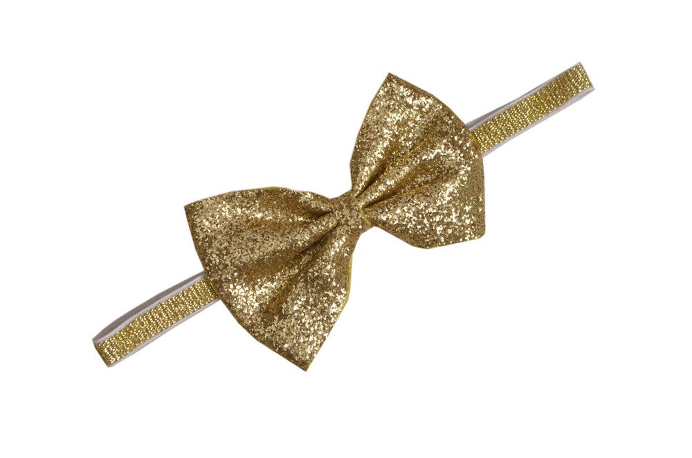 Gold Glitter Bow Headband