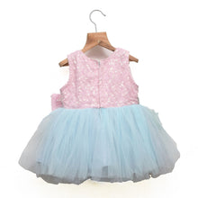 Load image into Gallery viewer, Pink Sequin Bow With Net Layered Party Frock
