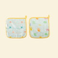 Yellow Heart & Speech Bubbles Organic Washcloth- Set Of 2