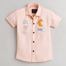 Load image into Gallery viewer, Peach Hello Smart Half Sleeves Shirt
