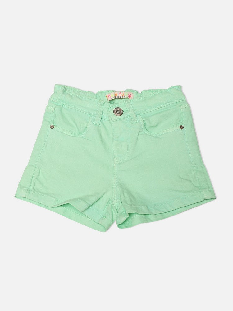 Pastel Green Denim Shorts