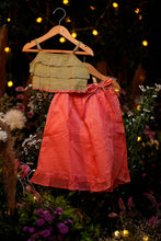 Load image into Gallery viewer, Pink And Green Checks Lehenga And Ruffled Blouse Set
