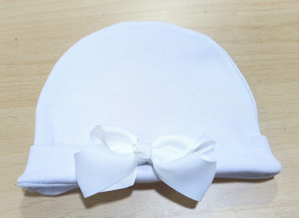 White Bow Design Cap