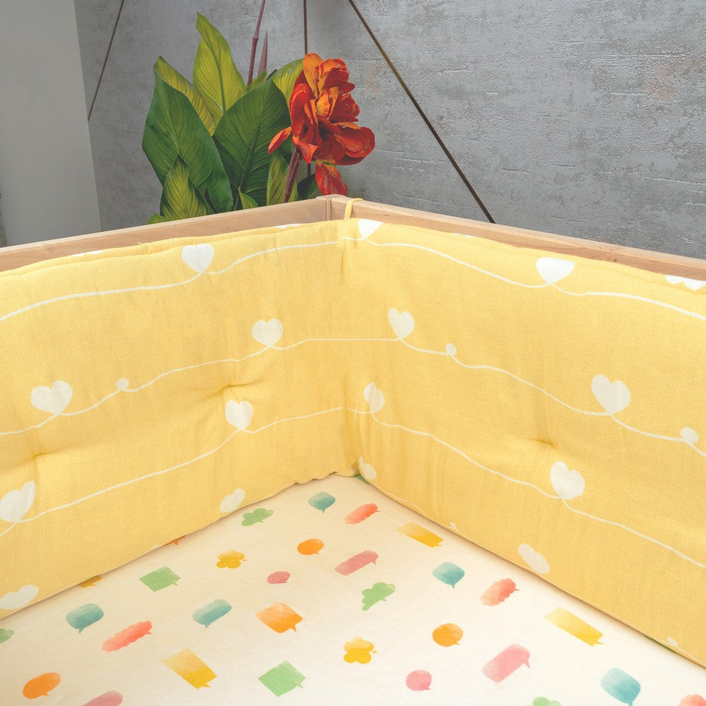 Yellow Heart Organic Cot Bumper