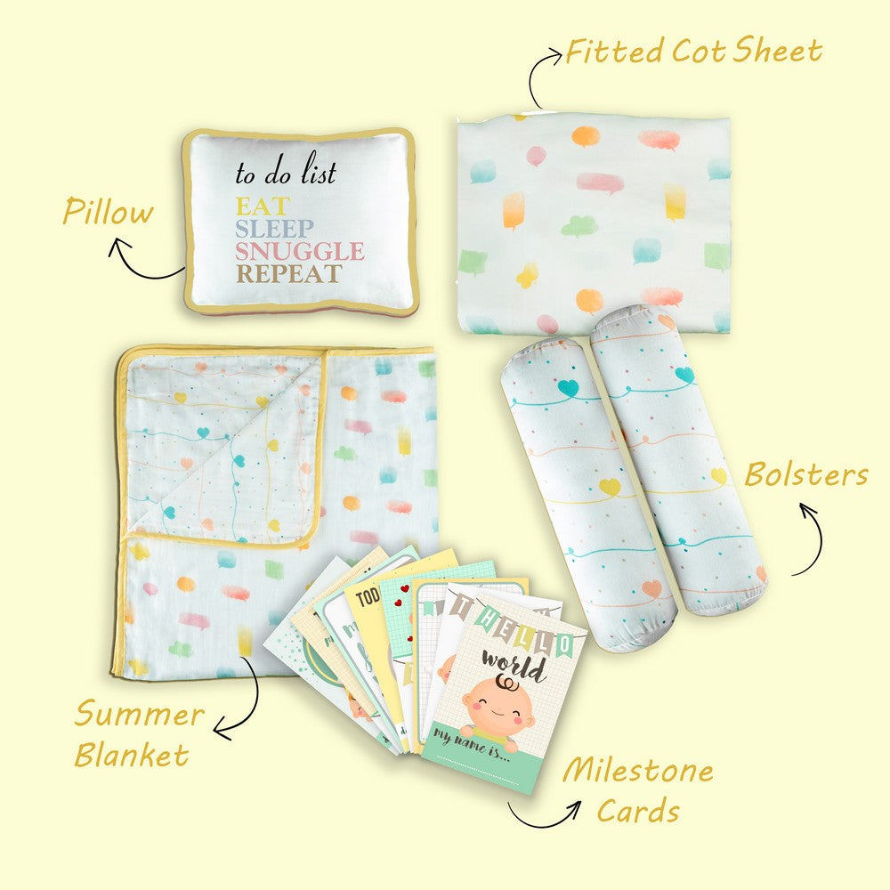 Yellow Lost In Thoughts Mini Cot Bedding Set