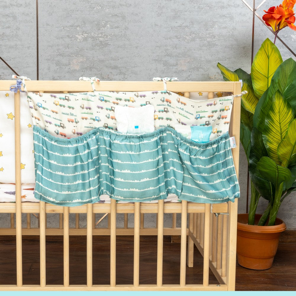 Blue Traffic Jam Cot Organiser