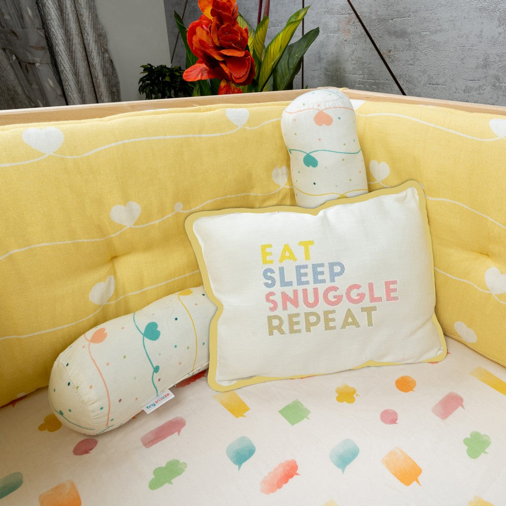 Yellow Hearts Organic Pillow & Bolsters