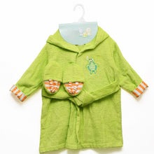 Load image into Gallery viewer, Green Turtle Hooded Bath Robe With Booties
