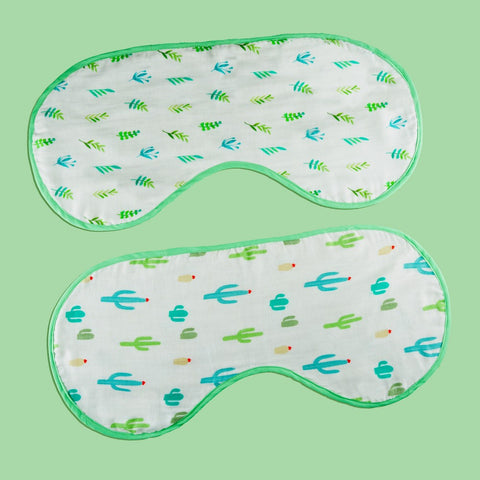 Green Leaves & Cactus Organic Burp Cloths- Set Of 2