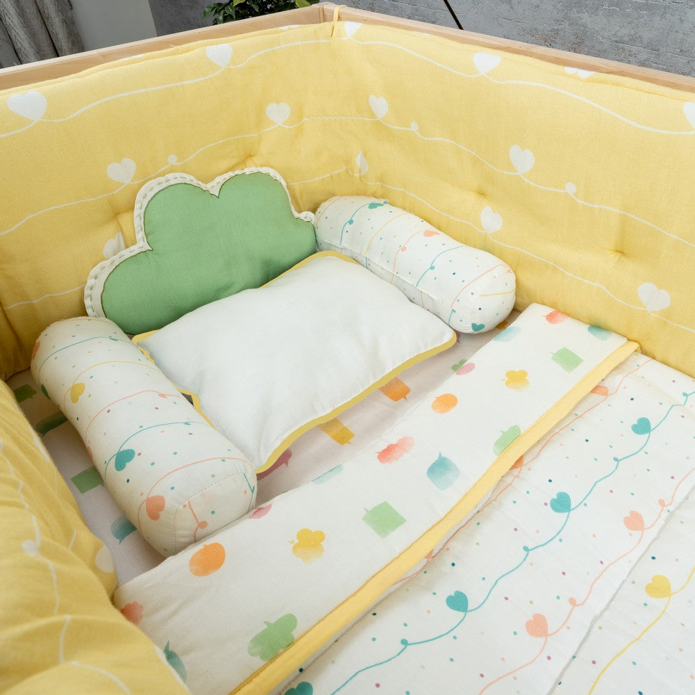 Yellow Lost in Thoughts Organic Cot Bedding Set