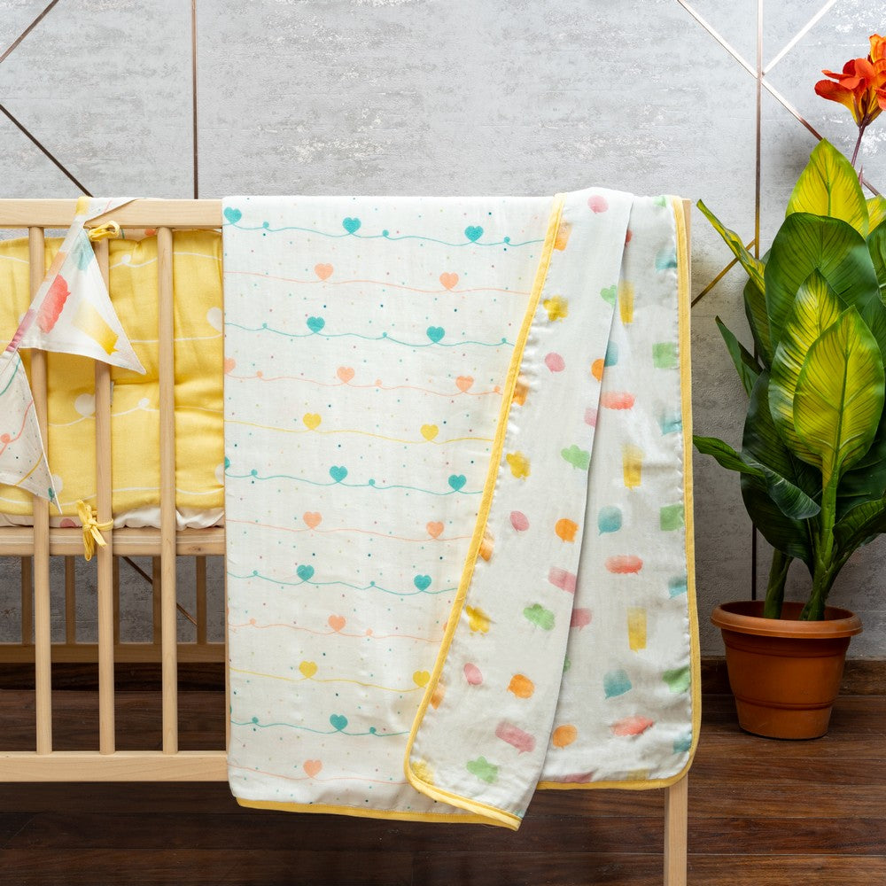 Yellow Lost In Thoughts Organic Summer Blanket