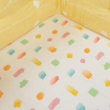 Load image into Gallery viewer, Yellow Speech Bubbles Organic Fitted Cot Sheet
