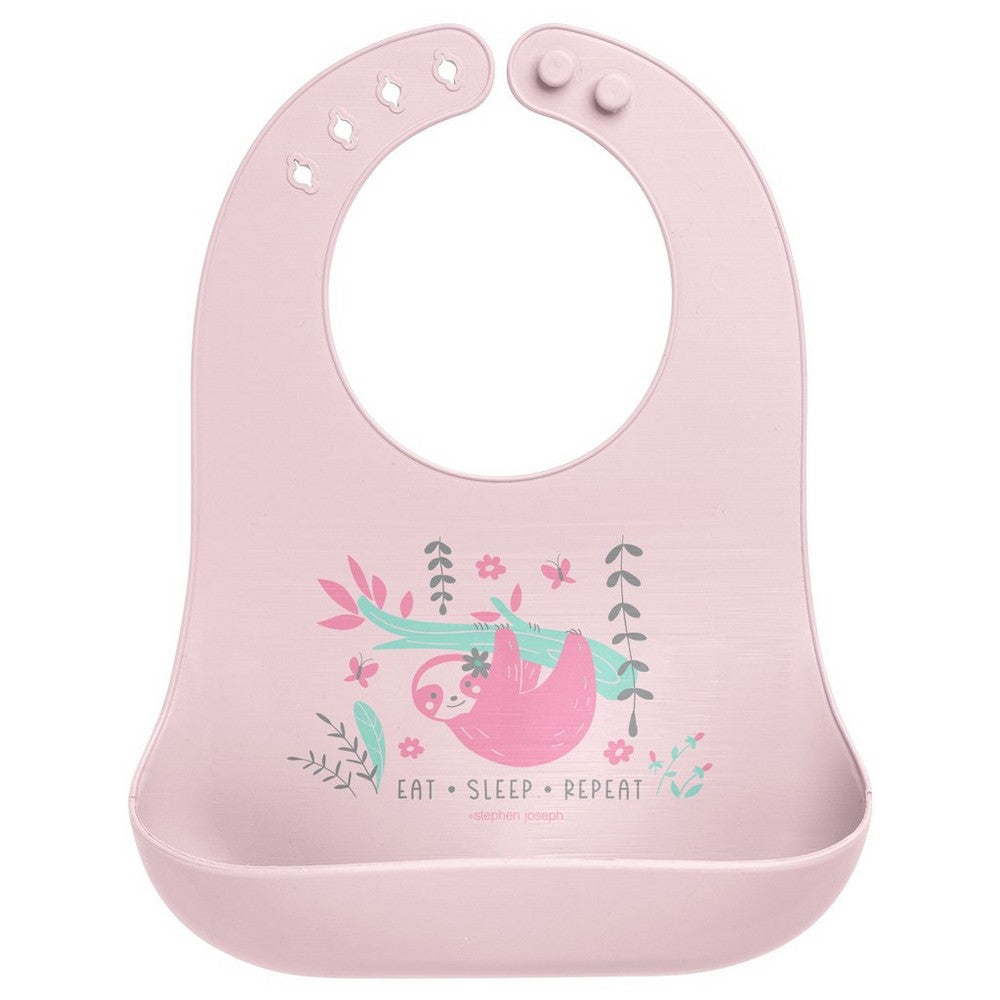 Pink Sloth Silicone Bib