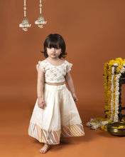 Load image into Gallery viewer, Off White Abhla Work Top with Embroidered Lehenga
