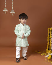 Load image into Gallery viewer, Mint Green Checkered Jodhpuri Suit Set
