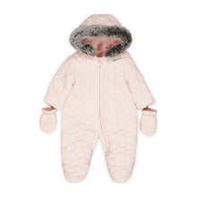 Load image into Gallery viewer, Pink Hooded Quilted Snowsuit
