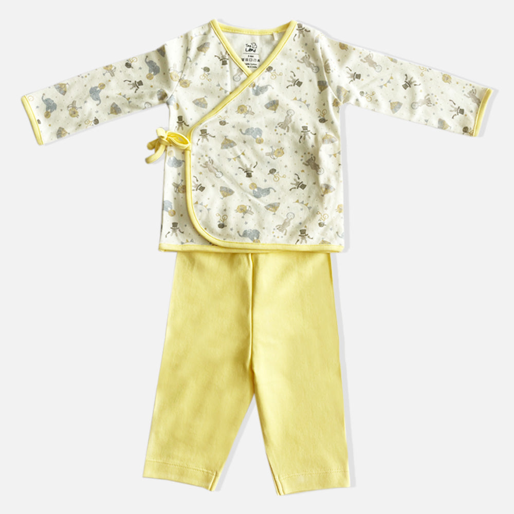 Jungle Circus Theme Cotton Full Sleeves Jabla With Lemon Yellow Pant