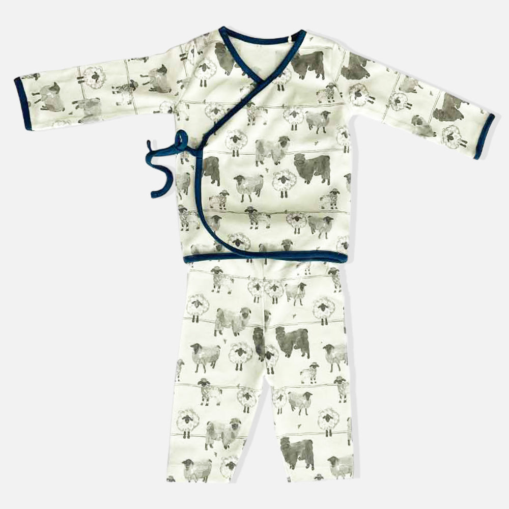 Lil Sheep Theme Cotton Full Sleeves Jabla With Pant