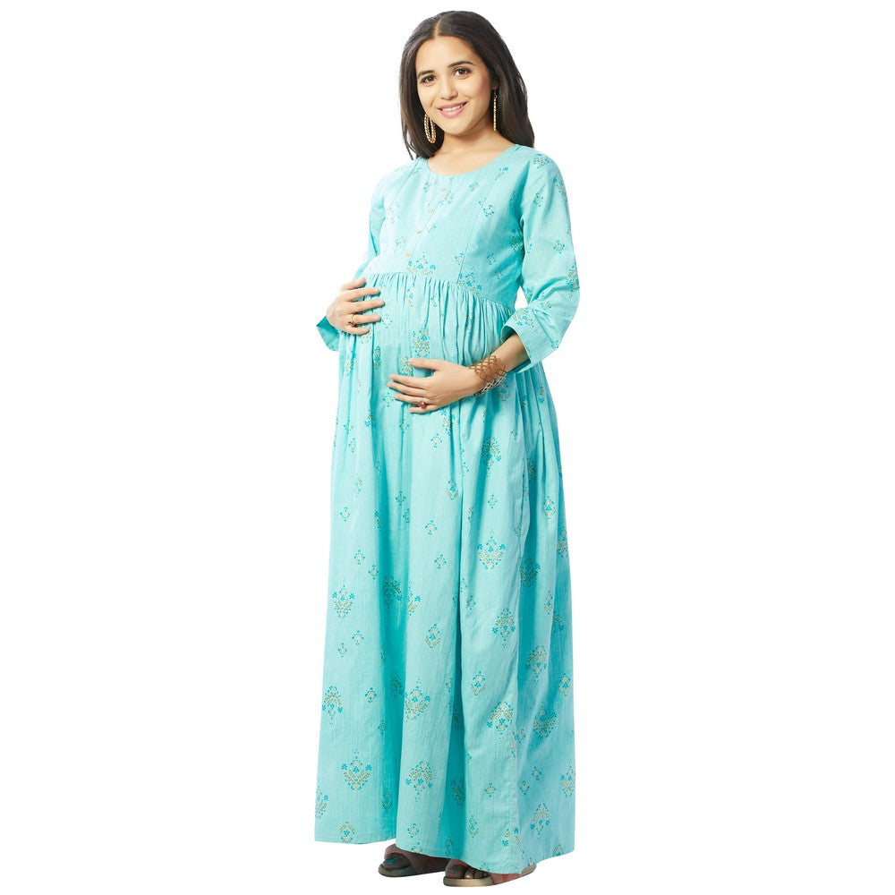 Sea Green Floral Maternity Dress