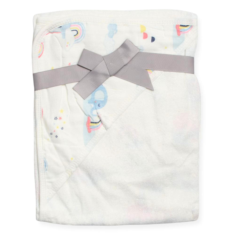 White Elephant And Rainbow Theme Hooded Towels