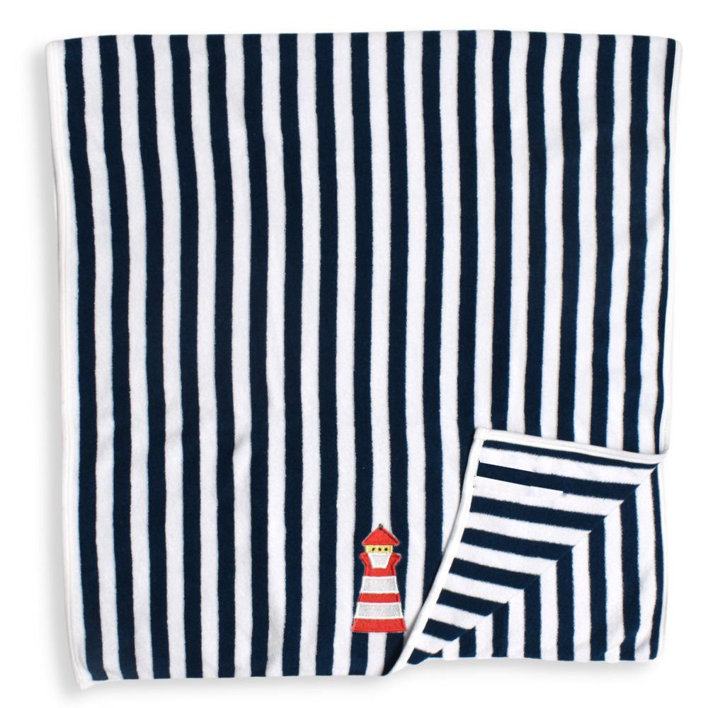 Blue Light House Embroidered Towel