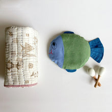 Load image into Gallery viewer, Organic Fish Mustard Pillow &amp; Maracas Set (With Blanket Optional)
