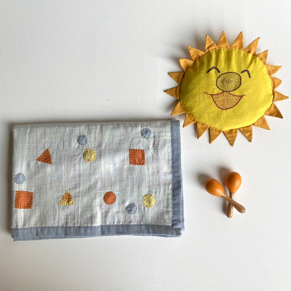 Organic Sun Mustard Seed Pillow & Maracas Set (With Blanket Optional)
