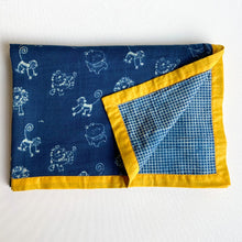 Load image into Gallery viewer, Organic Zoo Print Dohar And Mustard Seed Pillow With Maracas
