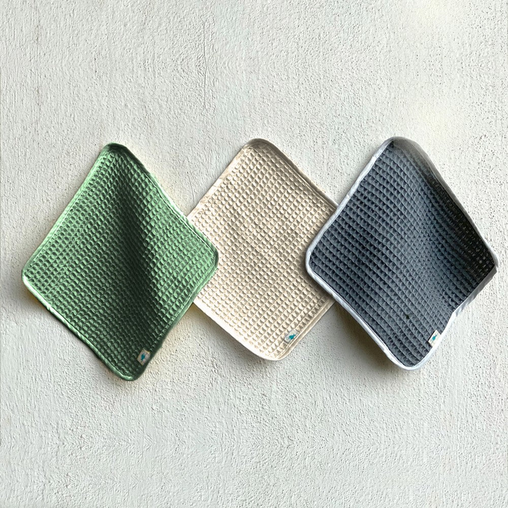 Organic Pack Of 3 Handwoven Waffle Wash cloths