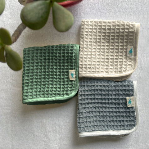 Organic Pack Of 3 Handwoven Waffle Wash cloths