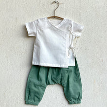 Load image into Gallery viewer, Organic Essential White Angarakha Top And Mint Pants
