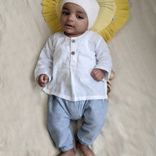 Load image into Gallery viewer, Organic Essential White Kurta And Blue Chambray Pants
