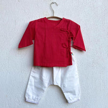Load image into Gallery viewer, Organic Red Angrakha With White Pant
