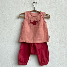 Load image into Gallery viewer, Organic Koi Red Jhabla And Peach Jhabla With Red Pants
