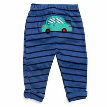 Load image into Gallery viewer, Blue Striped Lounge Pants With Car Applique Work
