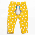 Mustard Polka Dot Lounge Pants With Penguin Applique Work