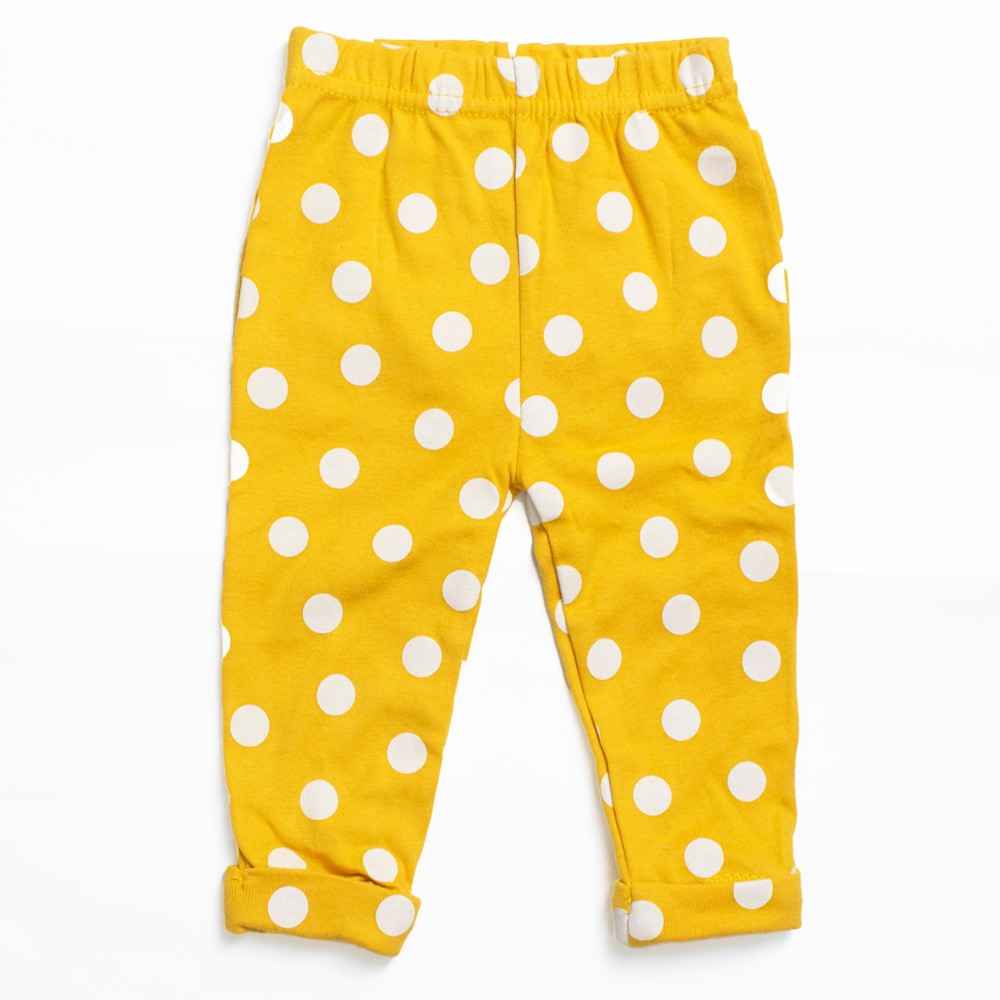 Mustard Polka Dot Lounge Pants With Penguin Applique Work
