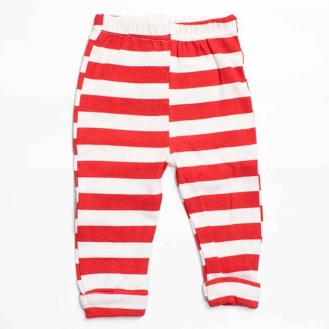 Red & White Lounge Pants With Car Applique Work
