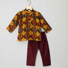 Load image into Gallery viewer, Brown &amp; Maroon Ikat Full Sleeves Kurta With Matching Pajama

