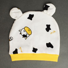 Load image into Gallery viewer, Yellow Cow Theme Cap, Mitten &amp; Booties Set
