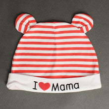 Load image into Gallery viewer, Red I Love Mama Printed Cap, Mitten &amp; Booties Set
