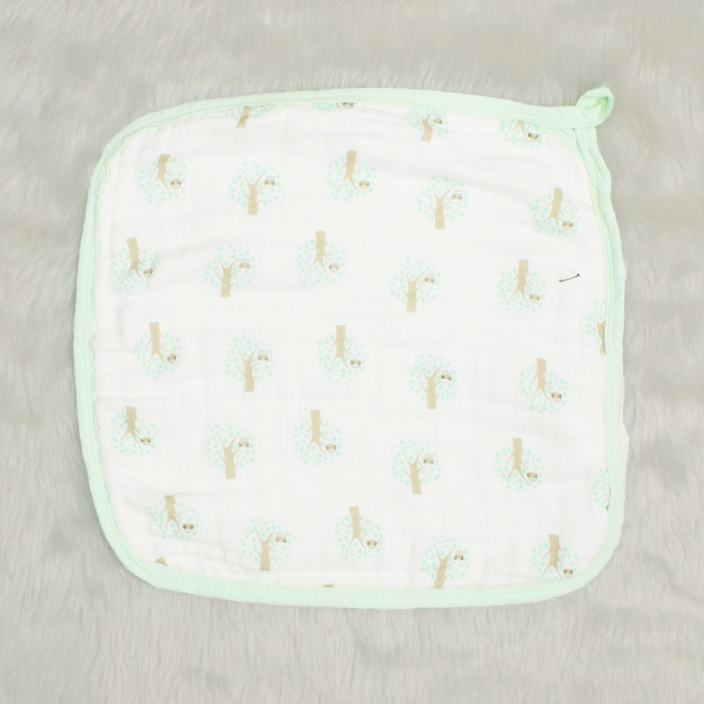 Green Owl Printed Wash Cloths-Set of 3