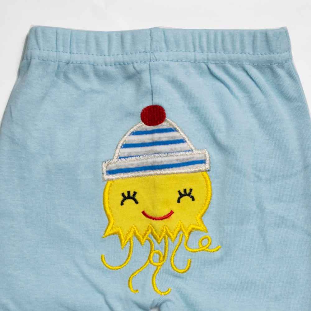 Sky Blue Lounge Pants With Sun Applique Work