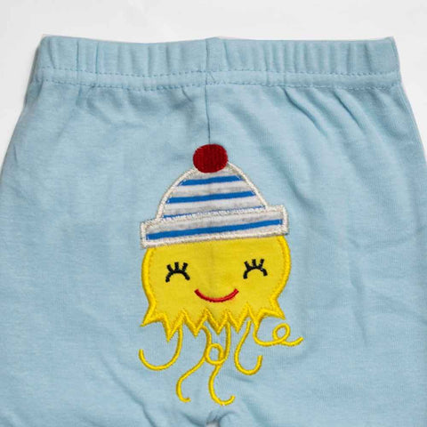 Sky Blue Lounge Pants With Sun Applique Work