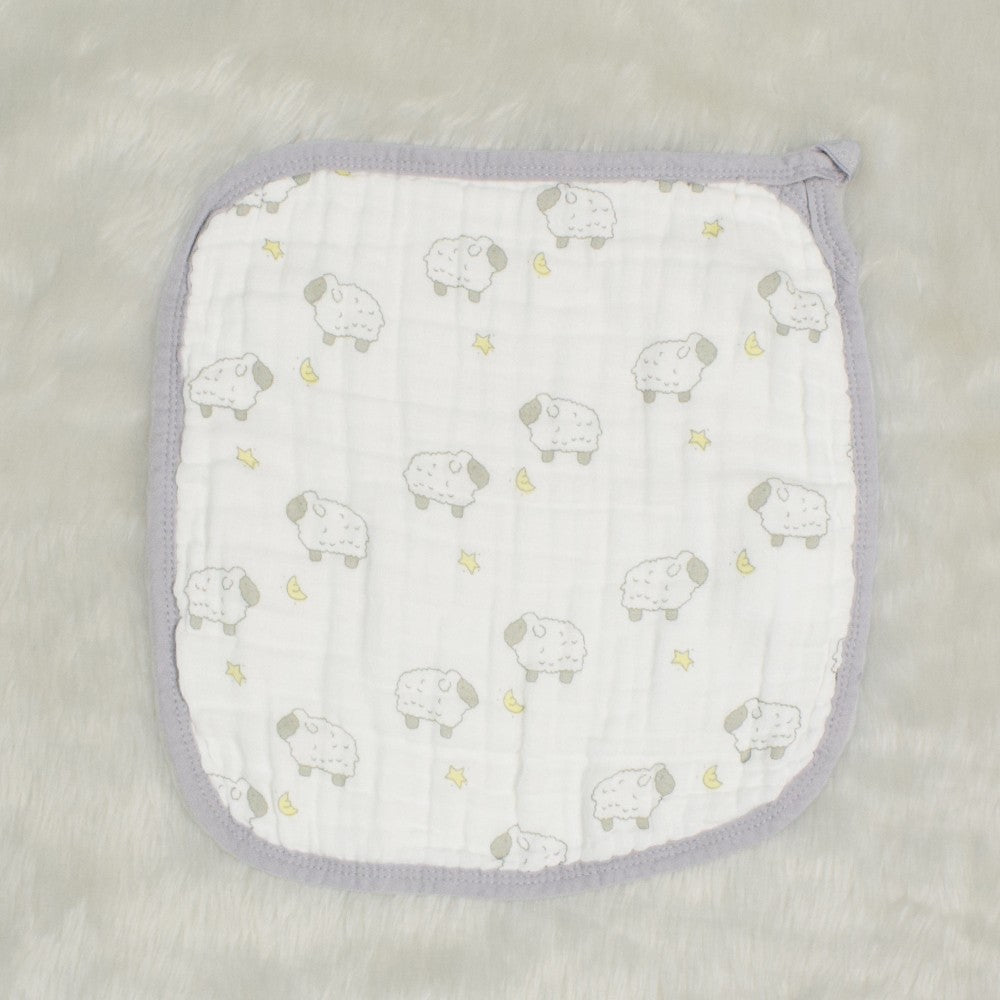 Grey Sheep & Stars Printed Wash Cloths-Set of 3
