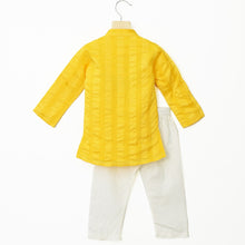Load image into Gallery viewer, Striped Silk Full Sleeves Kurta White Pajama- Yellow, Lavender &amp; Pink
